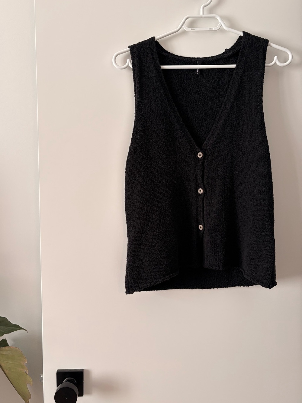 Only Black Textured Button-Front Tank Top